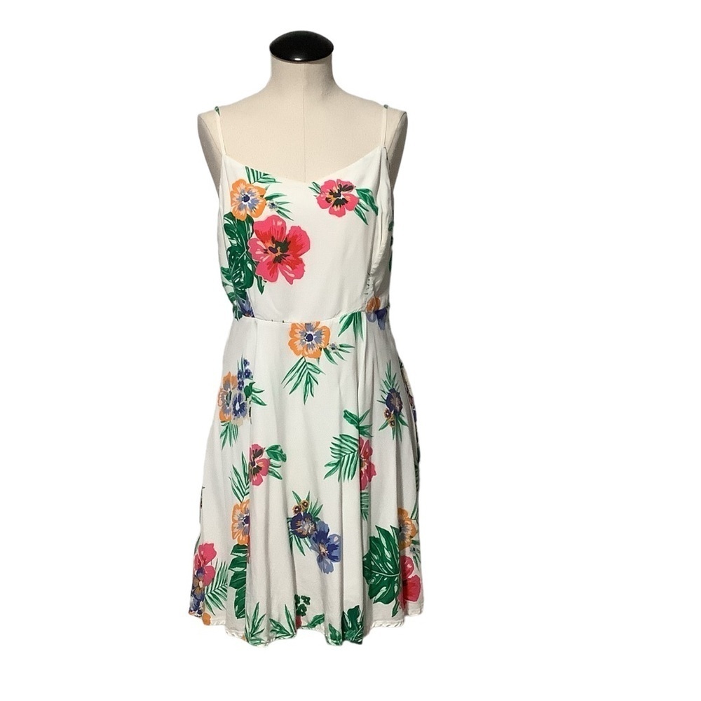 OLD NAVY Tropical Floral Print Spaghetti Strap‎ Sundress Size L